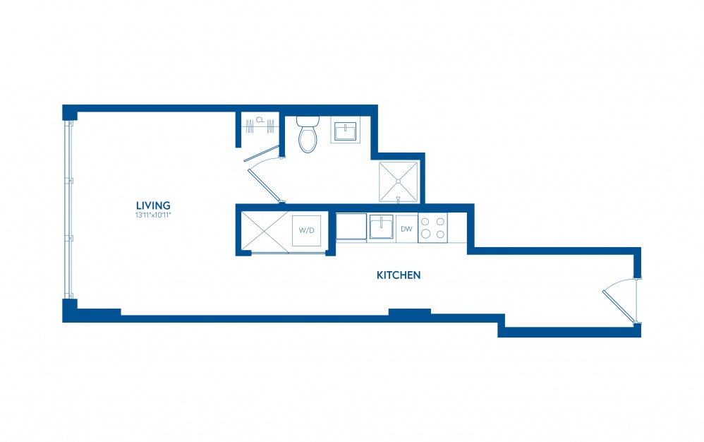 Studio A4 - Studio floorplan layout with 1 bath and 463 square feet.