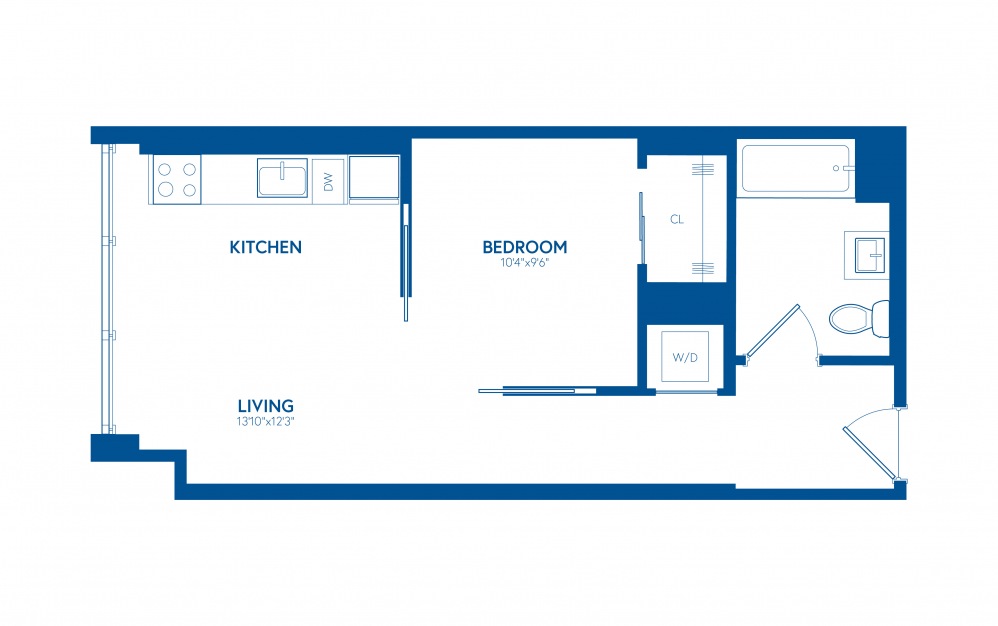 One Bedroom B3 - 1 bedroom floorplan layout with 1 bathroom and 512 square feet